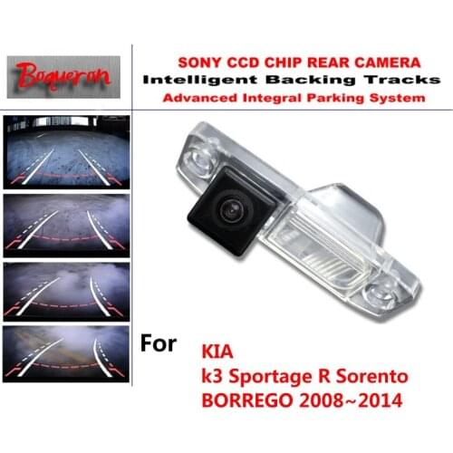For KIA k3 Sportage R Sorento BORREGO 08~14 CCD Car Backup Parking Camera Intelligent Tracks Dynamic Guidance Rear View Camera