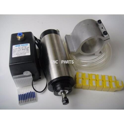 CNC milling spindle ER11 1.5KW water cooling spindle + water pump+water pipe+spindle support+ER11 collets +cnc engraving bits