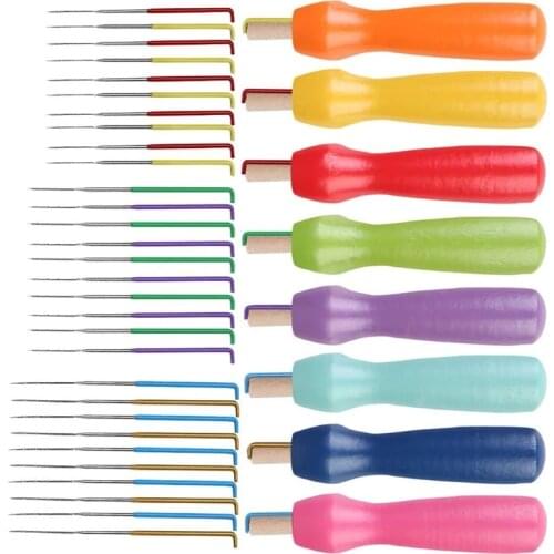 Imzay 42 PCS Felting Needles Kits Wool Needle Felting Supplies With Felting Needles Color Wooden Handle Holder