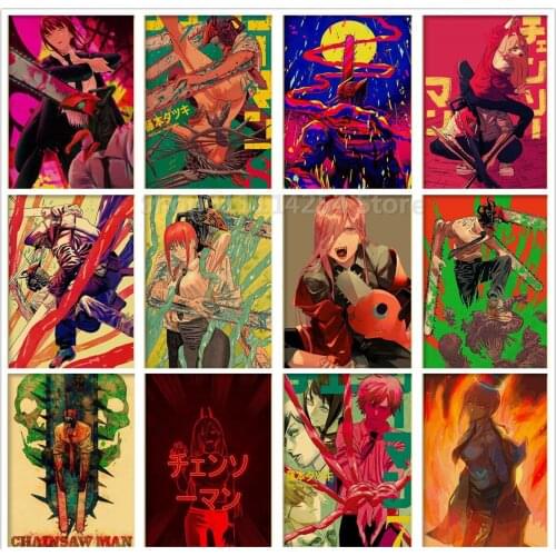 Diamond Painting 5D DIY Japanese Anime Chainsaw Man Anime Poster Kraft Paper Diamond Mosaic Picture Cross Stitch Home Decor