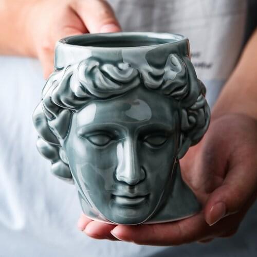 Creative Ceramic Milk Cup Coffee Cup Spain Ancient Greek Apollo David Head Cup Mug Roman Sculpture Cup David Water Cup
