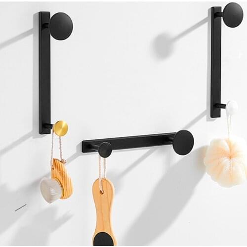 Space Aluminium Bathroom Hooks Gold White Black Creative Kitchen Living Room Door Coat Robe Hook Hat Key Towel Hanger Adhesive