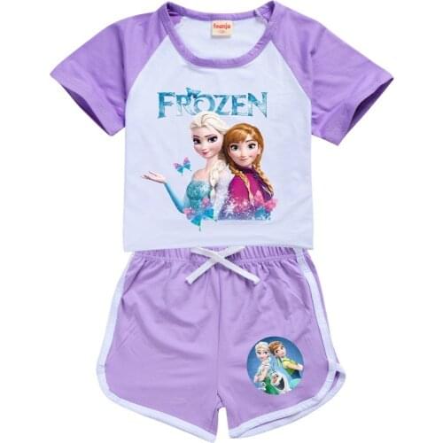 Frozen Childrens summer leisure suit T-shirt + shorts leisure sports suit toddler girl summer clothes baby boy clothing