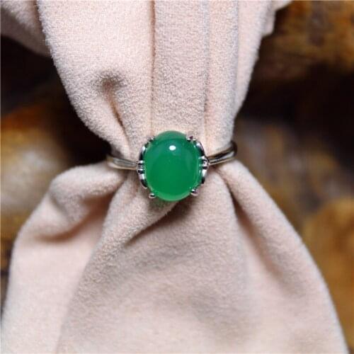 Liemjee Personality Fashion Jewelry Green Agate Silver Plated Geometry Ring For Women Feature Concise Namour Charm Gift