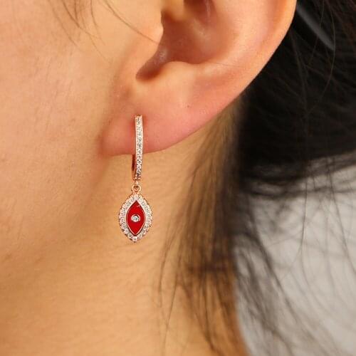 Cute lovely girl women jewelry enamel tiny eye drop charm multi pierced wear fashion trendy turkish eye earring