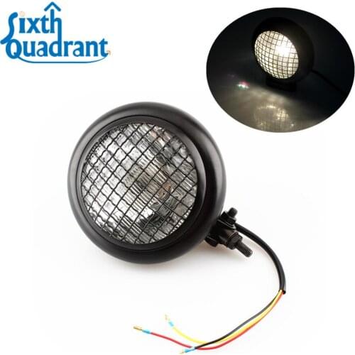 Motorcycle 6 3/4" Grill Cover Clear Lens Retro Vintage Headlight For Harley Honda Chopper Bobber Cafe Racer Touring Custom bike