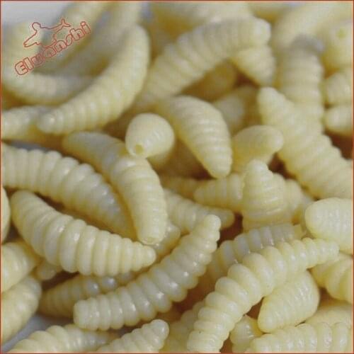 100PCS soft worm fishing lure bait artificial Yellow materials Insect for 35mm trolling plastic shad shrimp jointed silicone