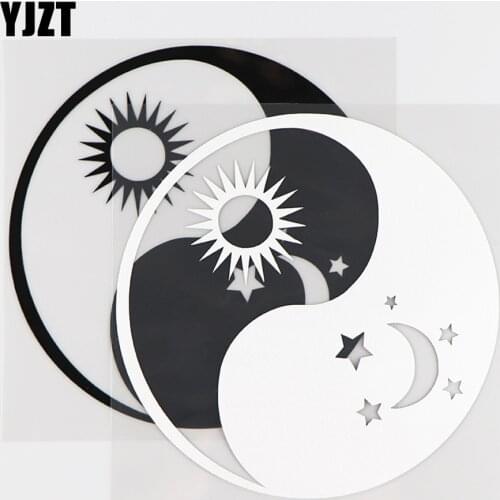 YJZT 14.3X14.3CM Vinyl Decal Yin Yang Sun Moon Stars Art Decoration Car Sticker Black / Silver 10A-0298