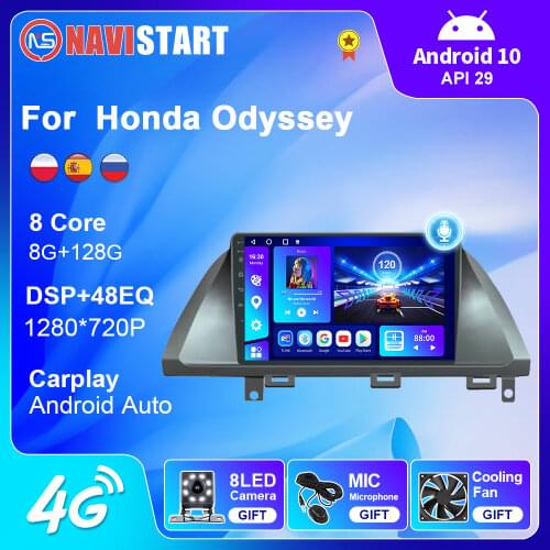 6+128G Android 10 Car Radio Stereo For Honda Odyssey 2005-2010 GPS Navigation Android Auto 4G WIFI Camera Carplay DVD Player