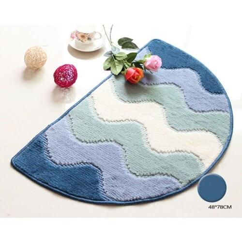 NiceRug Durable Half-round Shaped Non-slip Water Absorption Blue Striped Bathroom Floor Kitchen Pet Soft Mats Rugs Carpe
