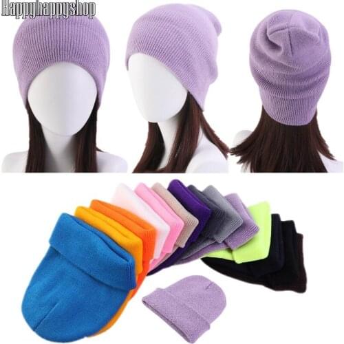 New Candy Colors Winter Warm Hat Soft Knitted Cap Men Women Skull Cap Hats Ski Caps All-match Outdoor Hat Beanies Casual Turban