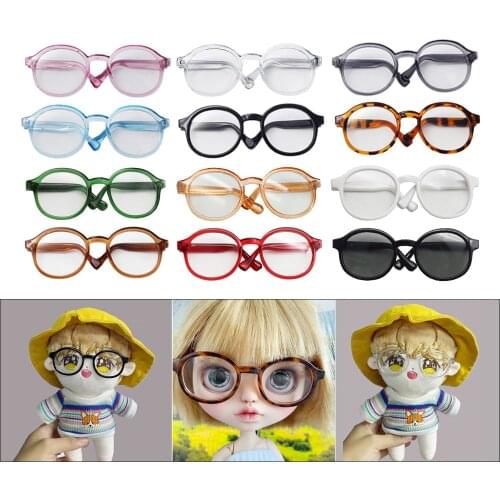New Round Colored Glasses BJD Doll Sunglasses (Suitable For Blythedoll, ICY Doll,EXO, Salon) Clear eyesglass 9cm