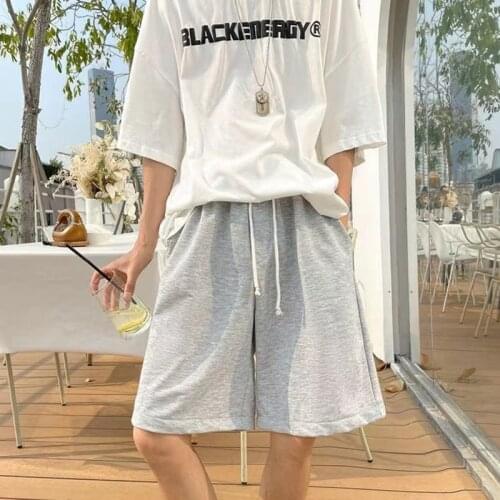 Hong Kong style summer trend Korean solid color shorts male ins student sports loose wear lazy casual pants
