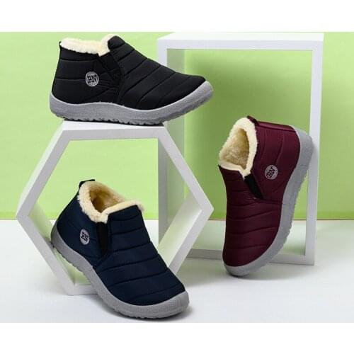 New Fashion Snow Boots Womens Winter Warm Plus Velvet Short Boots Cotton Shoes Thick Flat Waterproof Non-slip Casual Shoes Low