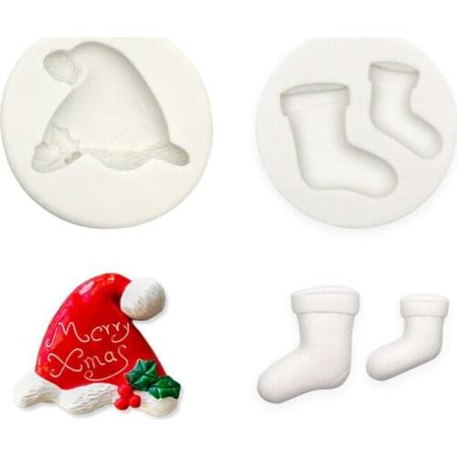 New Christmas Sock Gloves Silicone Fondant baking Paste Mold DIY Cake Decorating Polymer Clay Resin Candy DIY Super Sculpey