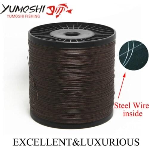 Professional 1000 M PE Braided Fishing Line Steel Inside Cored Wire Super Tough and anti-friction Multifilament Line
