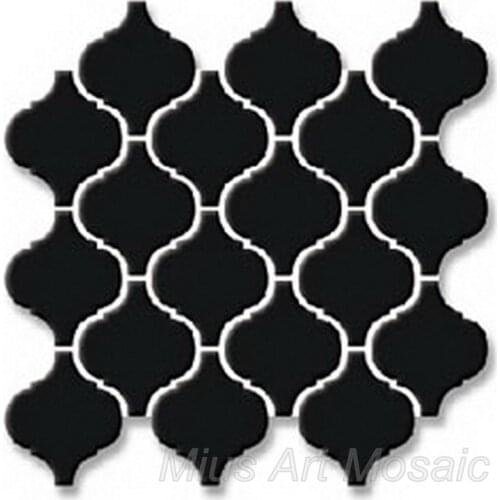 Simply europe style pure black lantern mosaic ceramic tile DIY wallpaper matt finished