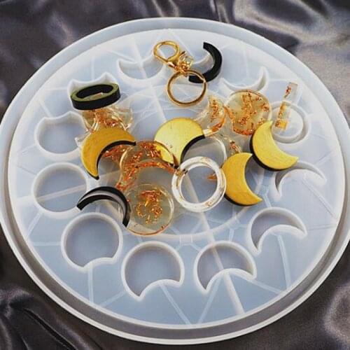 Transparent Silicone Mold Resin Decorative Craft Plate Solar Lunar Eclipse Clock Charns Pendant Mold epoxy molds for jewelry