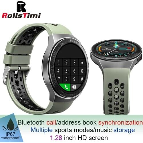 Rollstimi full touch smart watch mens Lady sports clock IP67 waterproof heart rate call smart bracelet recording music playback