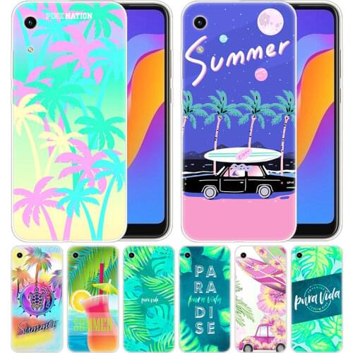 Luxury Silicone Case Summer leaves pink flowers for Huawei Honor 9X 8A 7A 20 Pro 7X 8X 7S 8S 8 9 10 Lite View 20 20i 10i Play
