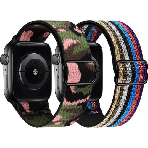 Sport Solo Loop Band for Apple Watch Series 6 Se 5 4 3 Fabric Nylon band for iWatch 44mm 40mm 38mm 42mm Free Adjustment Bracelet
