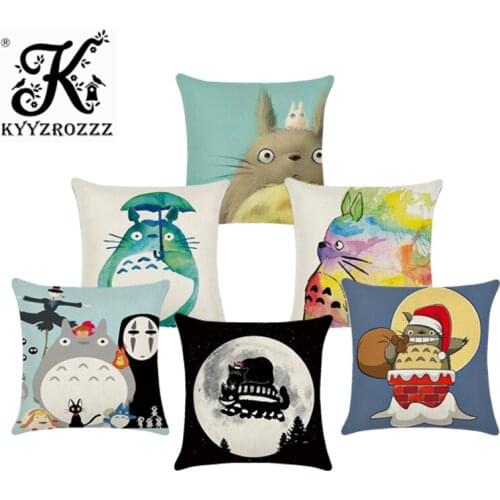 Cute Cartoon Totoro Chinchillas Cushion Cover Lovely Totoro Throw Pillow Case For Sofa Car Creative Cotton Linen Cushion Cover