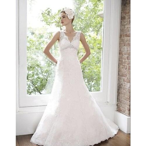 Perle A-line Promotion Special Offer Layers Illusion Sweetheart Deep V-back Buttons Zipper Bridal Gown Bespoke Wedding Dresses