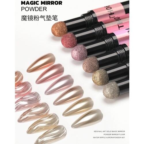 2020 Magic Chrome Nail Powder Pen Chrome Nail Powder - Air Cushion Holographic Nail Magic Powder Pen Dual-Use for Nail Art,hg4