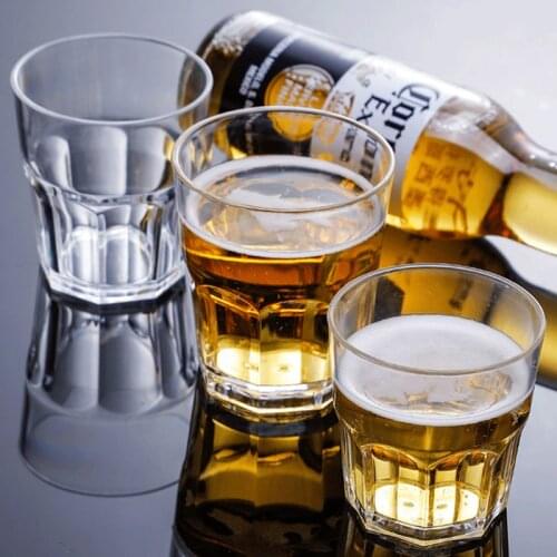 4PCS Acrylic Octagonal Bier Cup Transparent Plastic Whisky Wijnglas loodvrij Kristal Cups Bar KTV Wine Cup Bar Hotel Drinkware
