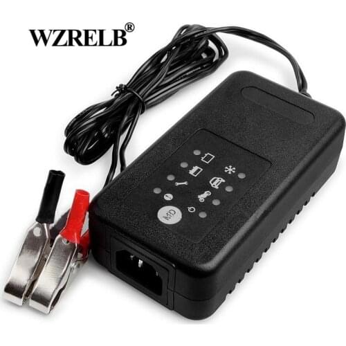 WZRELB 12V Car Battery Charger 0.8/3.3A Motorcycle Charger Lead Acid Battery Charge Mode 4 Stages MCU Control