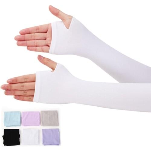 Sunscreen Arm Warmer Half Finger Cotton Long Fingerless Gloves Cuff Sun Hand Protection Anti-UV Long Gloves