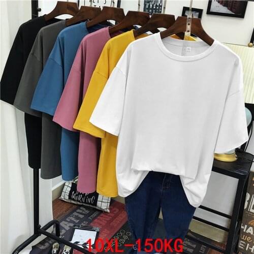 Plus size womens T-shirt plus size 7XL8XL 9XL10XL summer round neck short sleeve loose large size black gray blue red white top