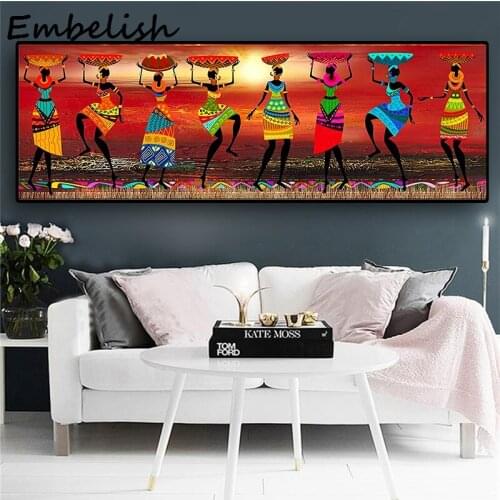 1 Pieces African Women Dancing Print Colored Poster Canvas Painting Tribal Wall Art Wall Pictures for Living Room Decoration