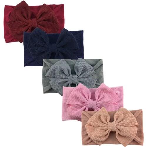 16pc/lot Hotsell Girls Knot Bow Nylon Headbands Turban Kids Cotton Hair Bow Elastic Wide Nylon Head Wraps Hair Accessories