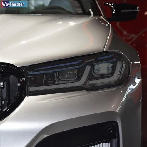 2 Pcs Car Headlight Protective Film Front Light Transparent Smoked Black TPU Sticker For BMW M5 F90 Facelift 2021 Accessories
