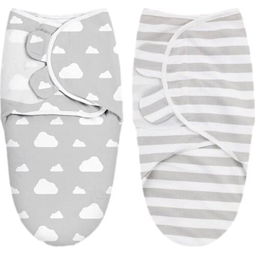 2 Pack Baby Swaddle Blanket Combed Cotton Soft Wrap Blanket Perfect Fit Improve Sleep And Nap Time For 0-6 Months