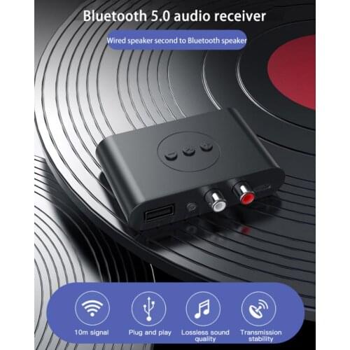 Bluetooth-compatitle 5.0 Audio Receiver U Disk RCA 3.5mm AUX Jack Stereo Music Wireless Adapter For Car Kit Speaker Amplifier