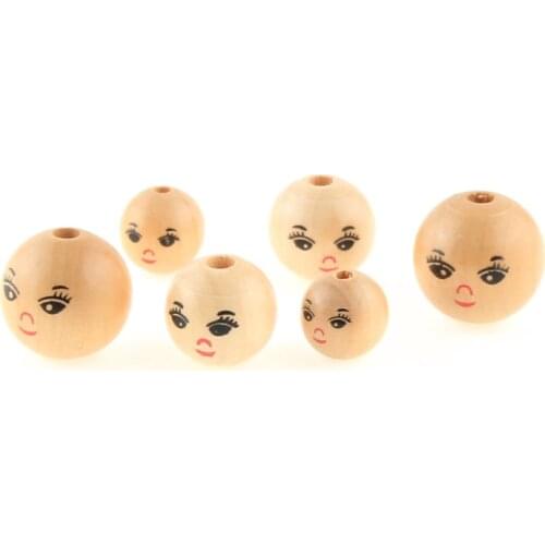 Smiling Face Natural Wooden Beads Spacer For Baby DIY Crafts Kids Toys Supplies Pacifier Clip Jewelry Making 14/18/22mm 20pcs