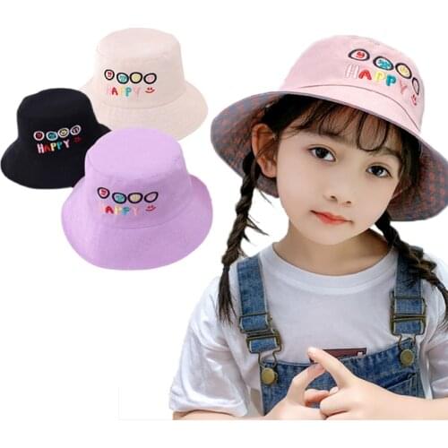 Children Hats Solid Color Cotton Spring Summer Kids Boys Girls Sun Hats Autumn Fisherman Beach Caps Toddler Bucket Hats