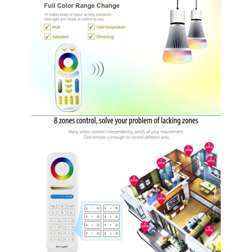 Switch dimmer Miboxer 2.4G 4 Zone / 8-Zone RGB+CCT Remote Controller FUT089/FUT092 Smart led bulb light strip