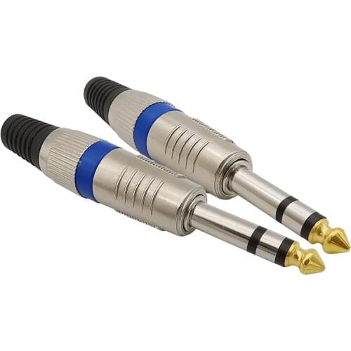 DIY 6.35mm 1/4" Male Plug to RCA Female Jack Audio Amplifier Microphone Plug Soldering 6.35mm 3 Pole Stereo Connector