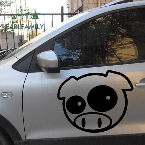 EARLFAMILY 38.5cm x 45cm Mad Pig Mascot Rally Funny Car Sticker For Cars Door Side Truck Window Rear Windshield Vinyl Decal