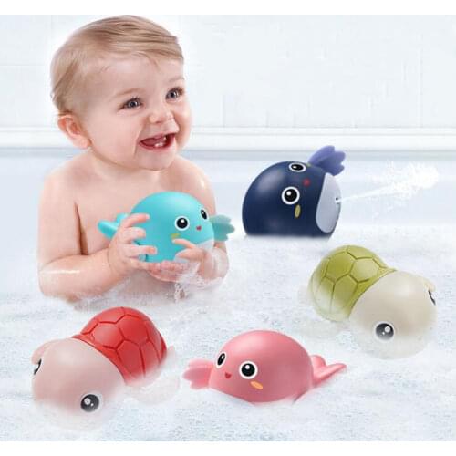 Bath Toys Baby Water Chain Clockwork Cute Cartoon Animal Tortoise Infant Swim Penguin Fish Wound-Up Kids Beach Water Bath Toy