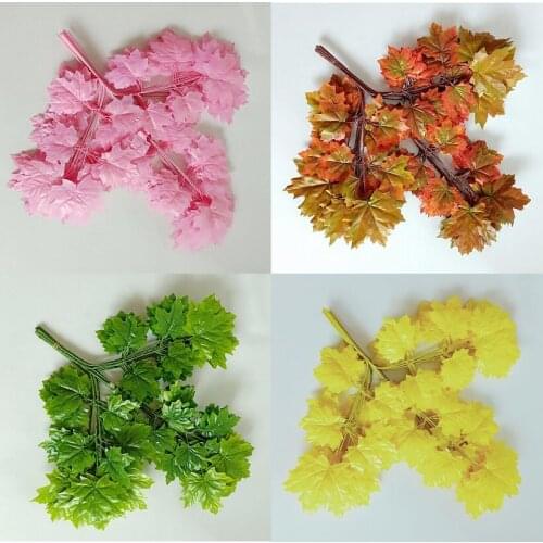 12pcs 65cm 3 Head Artificial Maple Tree Leaves Branch For Plant Wall Background Wedding Home Hotal Office Bar Decorative