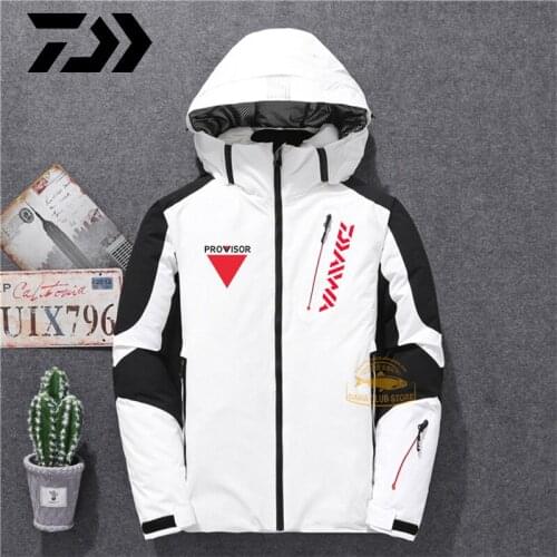 Daiwa Patchwork White Duck Down Jacket Winter 2020 New Warm Coat Fishing Zipper Jacket Streetwear Male Outerwear Winter Clothing