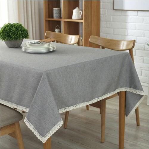 Linen Dustproof Tablecloth Cotton Solid Color Hotel Picnic Table Rectangular Table Covers Home Dining Tea Table Decoration Lace