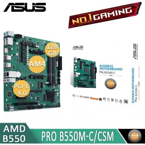 Asus Pro B550M-C/CSM Motherboard DDR4 128GB M.2 SSD DVI VGA Overlocking AMD Ryzen 5000/4000G/3000 series B550 Placa-Mãe AM4 New