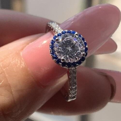 Sweet Cute Fashion Jewelry Pure 100% 925 Sterling Silver Round Cut 5A Cubic Zirconia Eternity Women Wedding Band Ring Gift