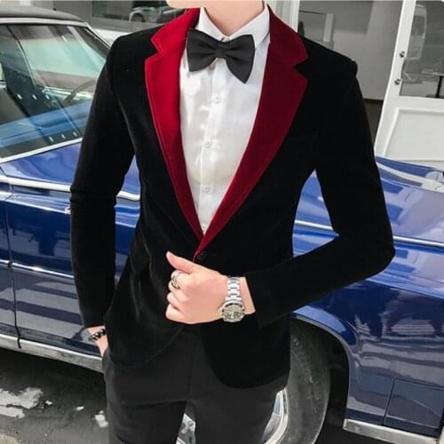 2021 High Quality Gold Velvet Men Suit Jacket Fashion Men Wedding Dress Jacket Casual Slim Suit Formal Evening Dress Blazer 2XL