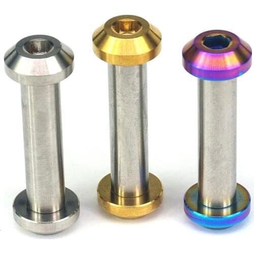 A Set(2pcs Scews+1 Rod Nut) M6x33mm Ti/Golden/Rainbow GR5 Titanium Bolts & Rod Nut For Bike Rear Damping